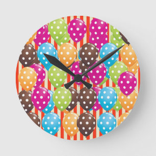 Party Balloons Rand polka dots cirkusens Roligt Rund Klocka