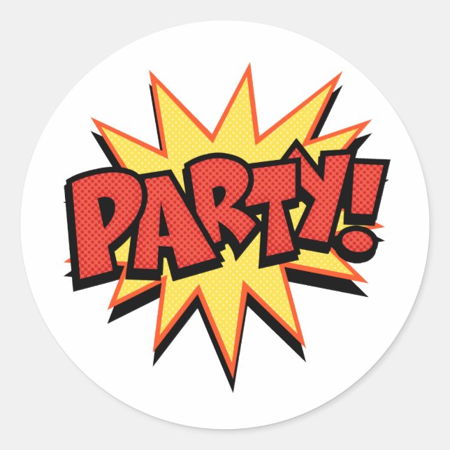 Party Bang Runt Klistermärke (Framsida)