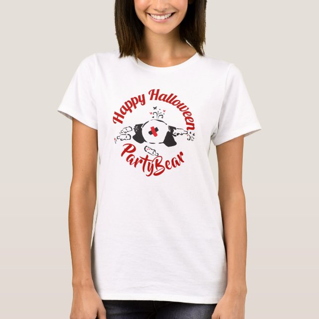 Party Bear Happy halloween T Shirt (Framsida)