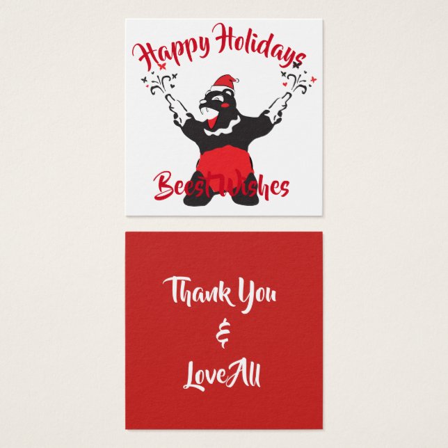 Party Bear Tack Fyrkantigt Visitkort (Framsida & baksida)