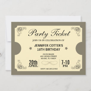Party Biljett Inbjudningar