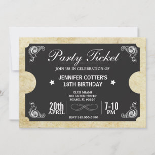 Party Biljett Inbjudningar