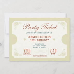 Party Biljett Inbjudningar