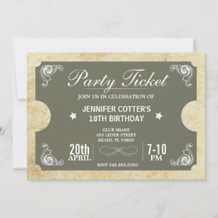 Party Biljett Inbjudningar