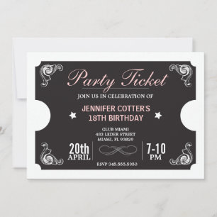 Party Biljett Inbjudningar