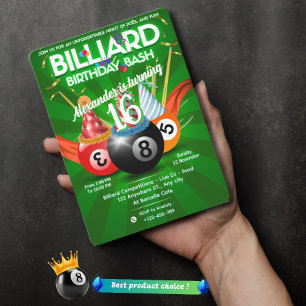 Party Billiard Bollar Anpassningsbar Bassäng Bord Inbjudningar