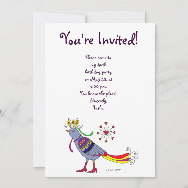 Party Bird Ukrainska folkArt av Vera Trembach Inbjudningar (Framsida)