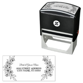 Party Blommigt Ram Elegant Adress Självfärgande Stämpel