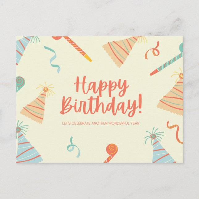 Party Blower and Hat Cute Vykort (Framsida)