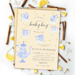 Party Blue Elegant Boho Snöre Pojke Shower Inbjudningar