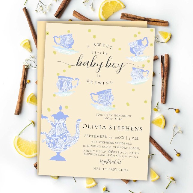 Party Blue Elegant Boho Snöre Pojke Shower Inbjudningar (Skapare uppladdad)