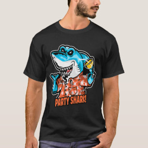 Party Blue Shark Drinking Cocktails Summer Hawaiia T Shirt
