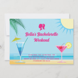 Party Blue Tropical Beach Helg Bachelorette Inbjudningar