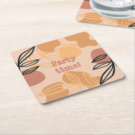 party, boho peach underlägg papper kvadrat