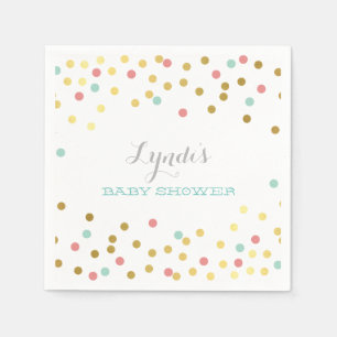 PARTY BORD BABY SHOWER CONetti guld myntkorall Pappersservett