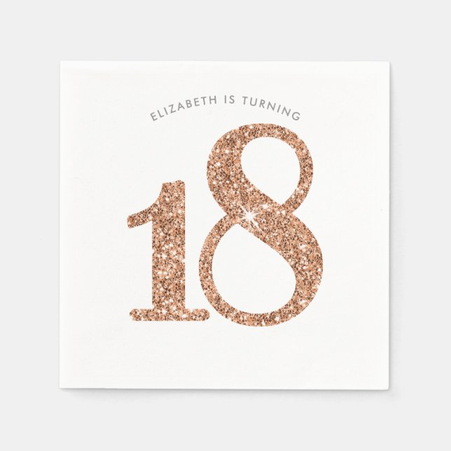 PARTY BORD STORA ÅLDER, modern 18 ro guld glitter Pappersservett (Framsidan)