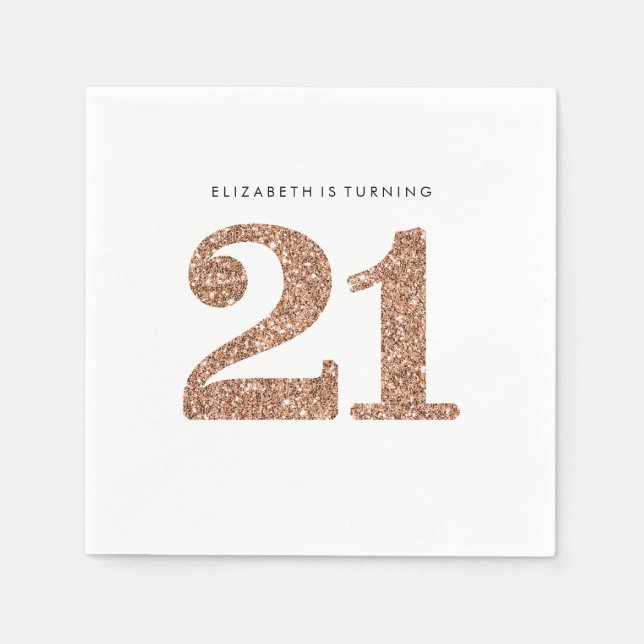 PARTY BORD STORA ÅLDERN 21 ro guld glitter Pappersservett (Framsidan)
