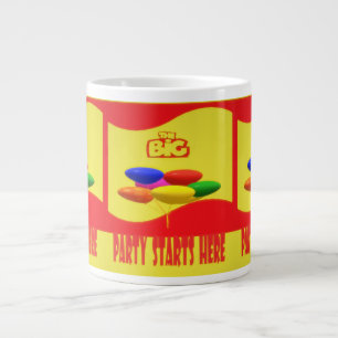 Party börjar här och firar jumbo mugg