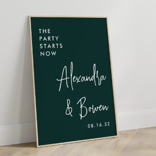 Party börjar nu Bröllop Grönt av skog Poster