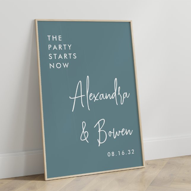 Party börjar nu Bröllop | Hazy Teal Poster (Skapare uppladdad)