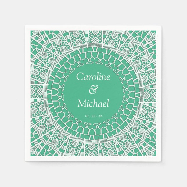 Party Bröllop Vita Snöre Pappersservett (Framsidan)