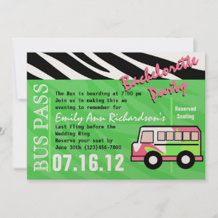 Party Buss Bachelorette Party Bash Inbjudningar