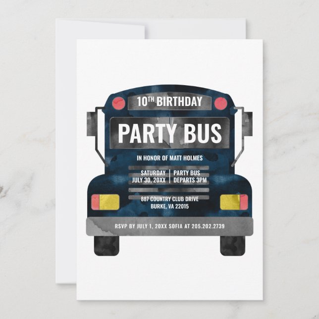 Party Buss Inbjudningar (Framsida)