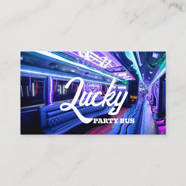 Party Buss, Party Limo, biltjänst Visitkort (Framsida)