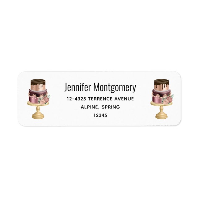 Party Cake Adress Returadress Etikett (Framsidan)