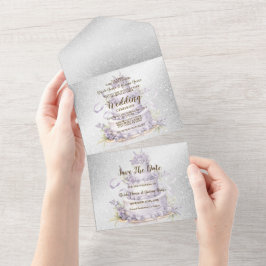 Party Cake Lavender Blommigt Elegant bröllop