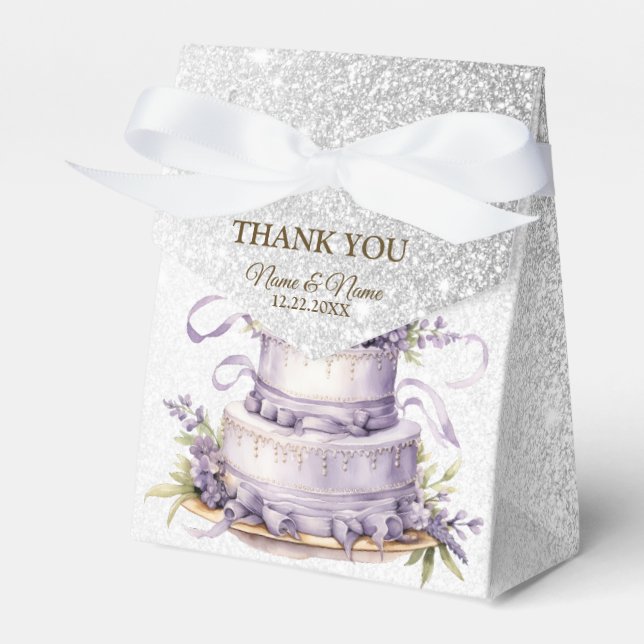 Party Cake Lavender Blommigt Watercolor Elegant Presentaskar (Framsidan Sidan)