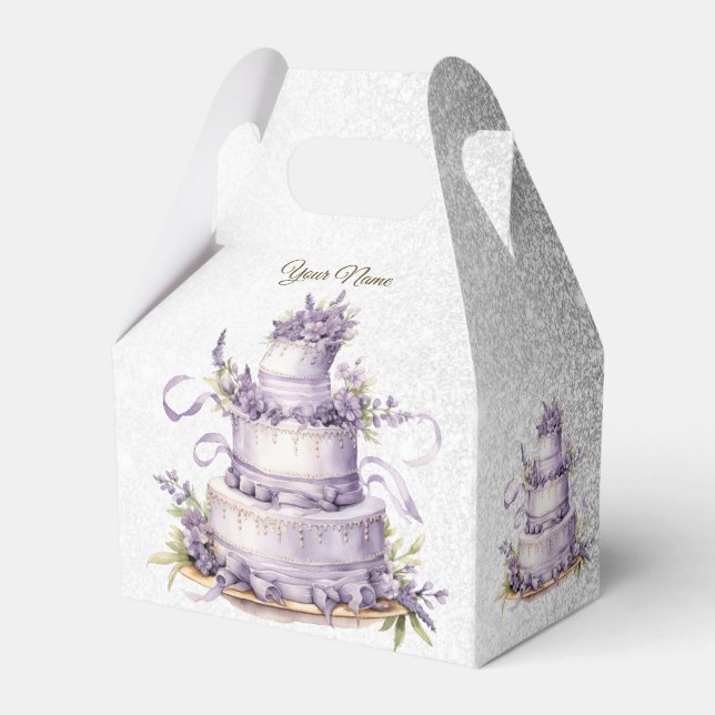 Party Cake Lavender Blommigt Watercolor Elegant Presentaskar (Framsidan Sidan)