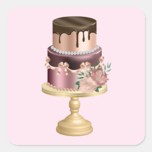 Party Cake, vacker Shiny Glam Fyrkantigt Klistermärke