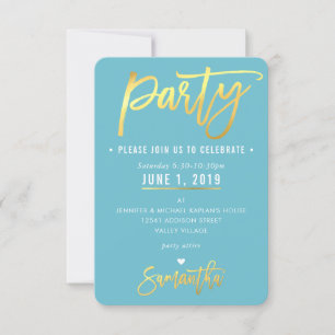 PARTY CARD-sköldpadda, blåvita hjärtan guld OSA Kort