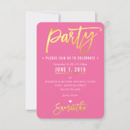 PARTY CARD söt söt rosa, vita hjärtan guld OSA Kort