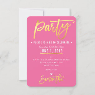 PARTY CARD söt söt rosa, vita hjärtan guld OSA Kort
