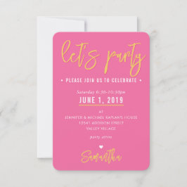 PARTY CARD söt söt rosa, vita hjärtan guld OSA Kort