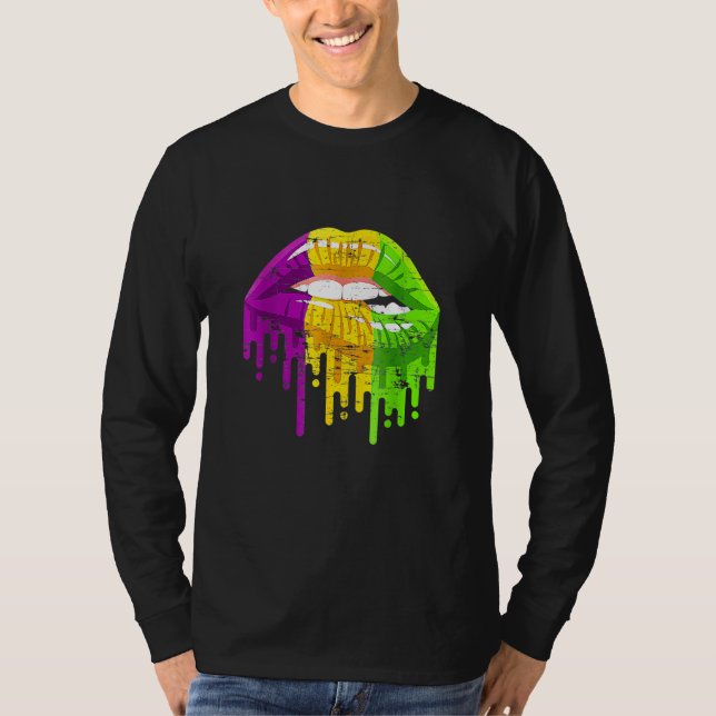 Party Carnival Gifts Lips Mardi Gras T Shirt (Framsida)