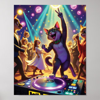 Party Cat DJ, som leder Ultimate Dance Golv-utslag Poster