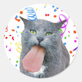 Party Cat Har din Tunga? Runt Klistermärke
