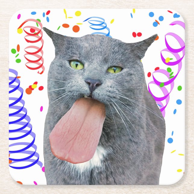 Party Cat Har din Tunga? Underlägg Papper Kvadrat (Framsidan)