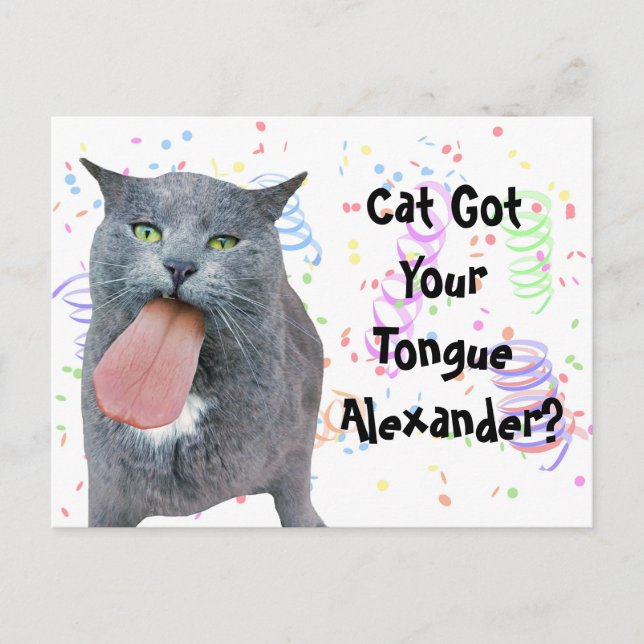 Party Cat Har din Tunga? Vykort (Framsida)