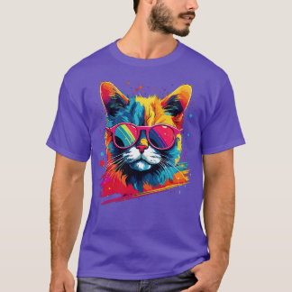 Party Cat i Sunglass Manar Kvinnor 80-tal 90-tal R T Shirt