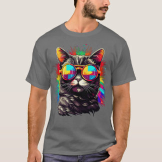 Party Cat i Sunglass Manar Kvinnor 80-tal 90-tal R T Shirt