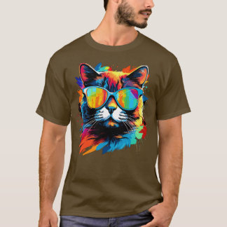 Party Cat i Sunglass Manar Kvinnor 80-tal 90-tal R T Shirt