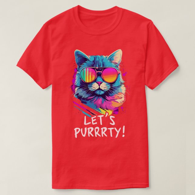 Party Cat i Sunglasses Manar Women 90s Retro Pun F T Shirt (Design framsida)