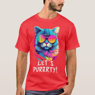 Party Cat i Sunglasses Manar Women 90s Retro Pun F T Shirt