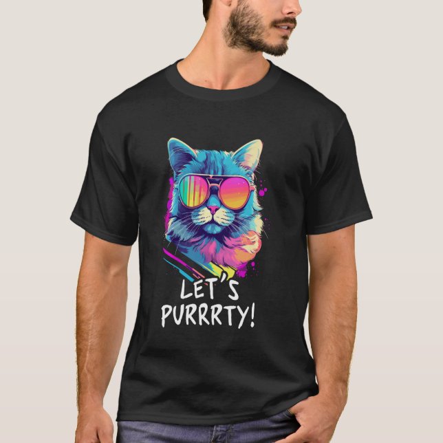Party Cat i Sunglasses Manar Women 90s Retro Pun F T Shirt (Framsida)