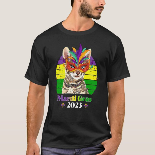 Party Cat Maskpärlor Mardi Gras 2023  7 T Shirt (Framsida)