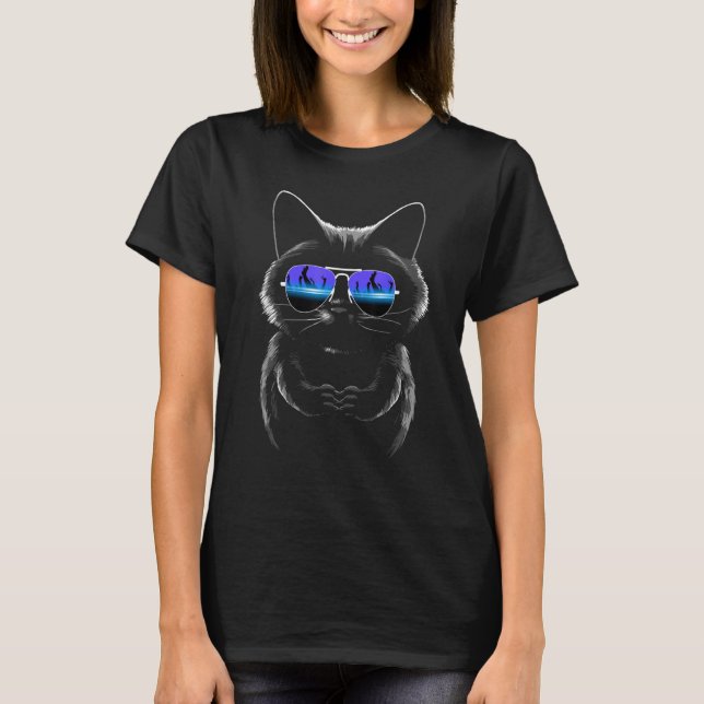 Party Cat Sunglass Cat Kitten Katt T Shirt (Framsida)